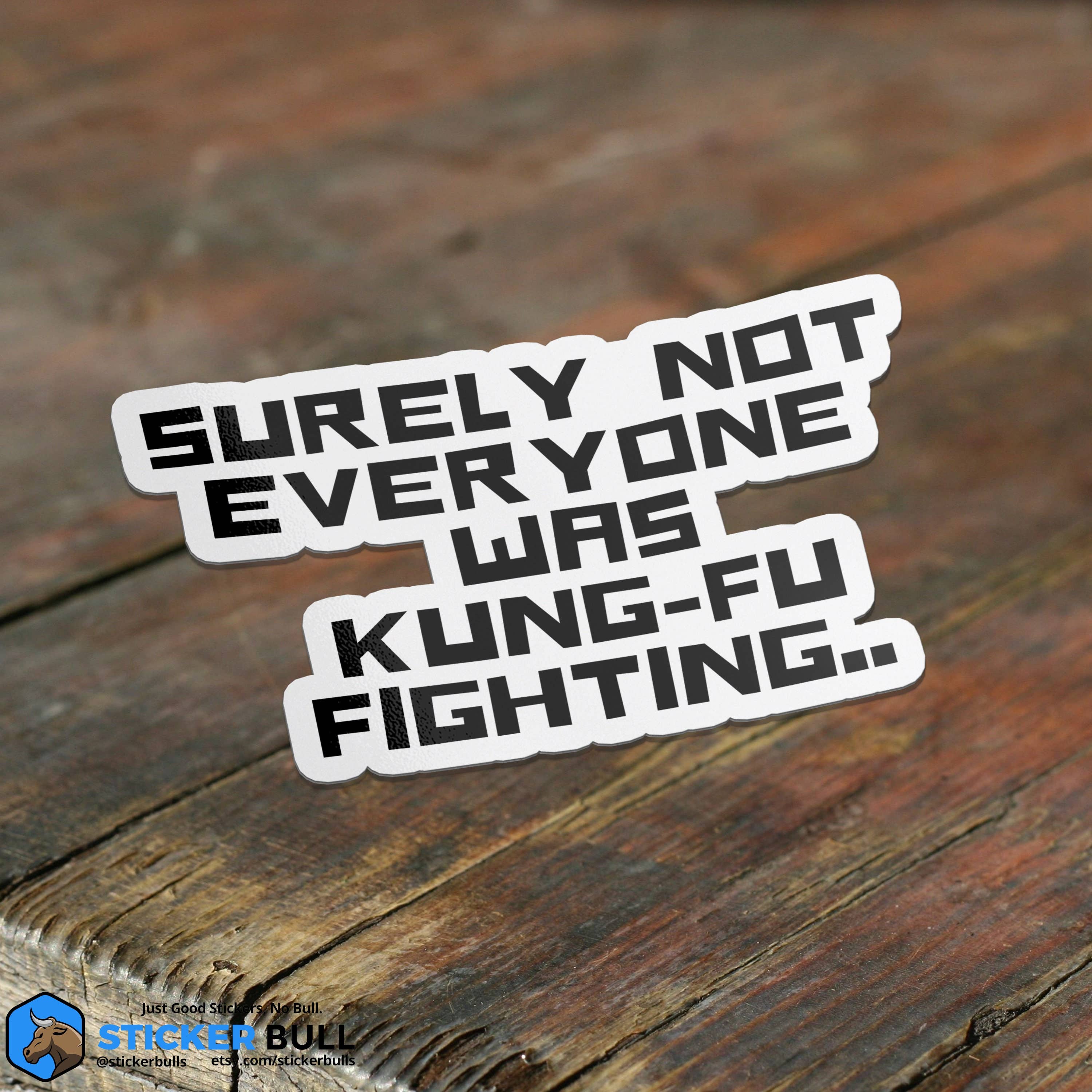 Sticker Bull - Wholesale Sticker - Surely Not Everyone Was Kung Fu Fighting Sticker, Funny Meme Sticker, Kung Fu Parody Sticker, Vinyl Sticker, Water Bottle, Hydroflask1
