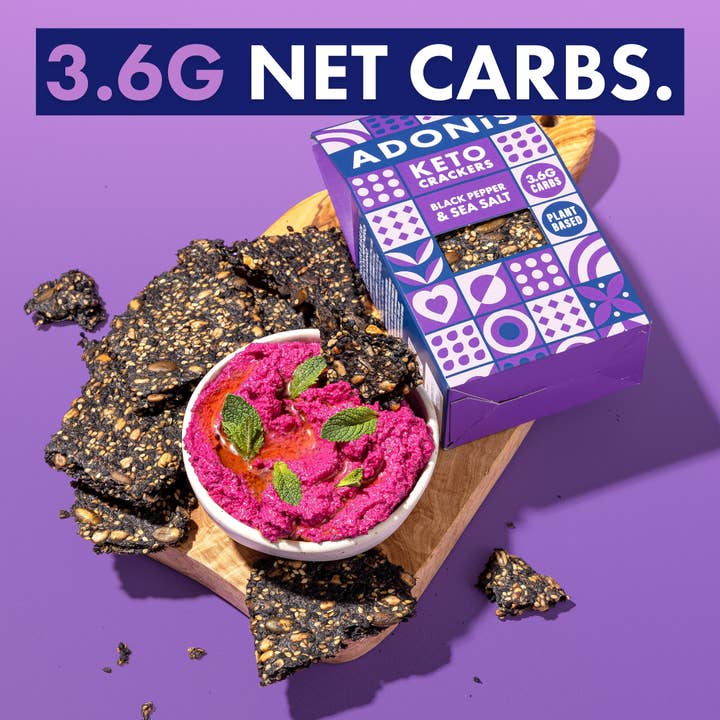 Adonis Foods Europe GmbH - Wholesale Crackers - Keto Crackers - Black Pepper and Sea Salt (10x60g)3
