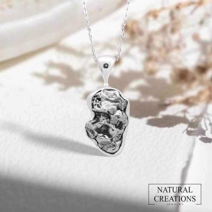 Nature Crafts - Wholesale Pendant/Charm Necklace - Natural Meteorite Pendant Necklace for Women in 925 Silver