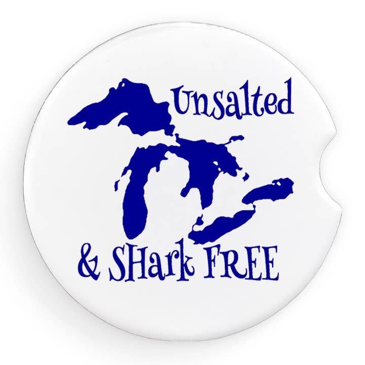 Car Coaster - Michigan Great Lakes Unsalted & Shark Free for wholesale by Noomoon