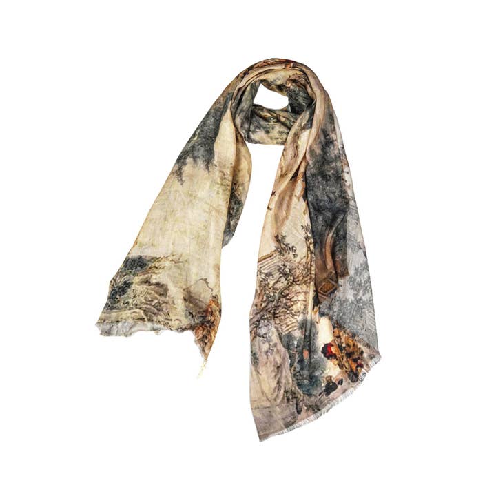 Linen Connections - Wholesale Scarf - Women's - Silk Modal Scarf luxurious fabric blend - Beige/Grey