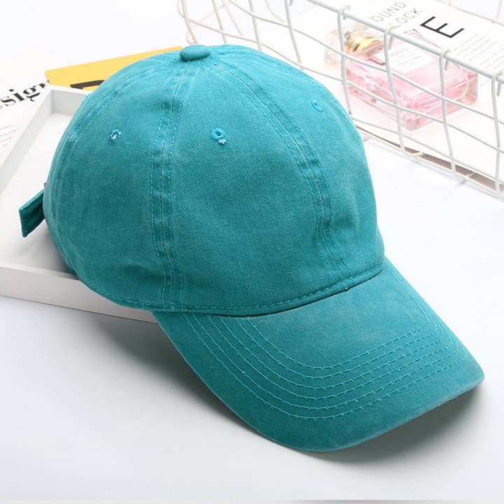ACCITY - Wholesale Baseball Cap - Women's - Washed Distressed Plain Cotton Baseball Cap_CWAH185411