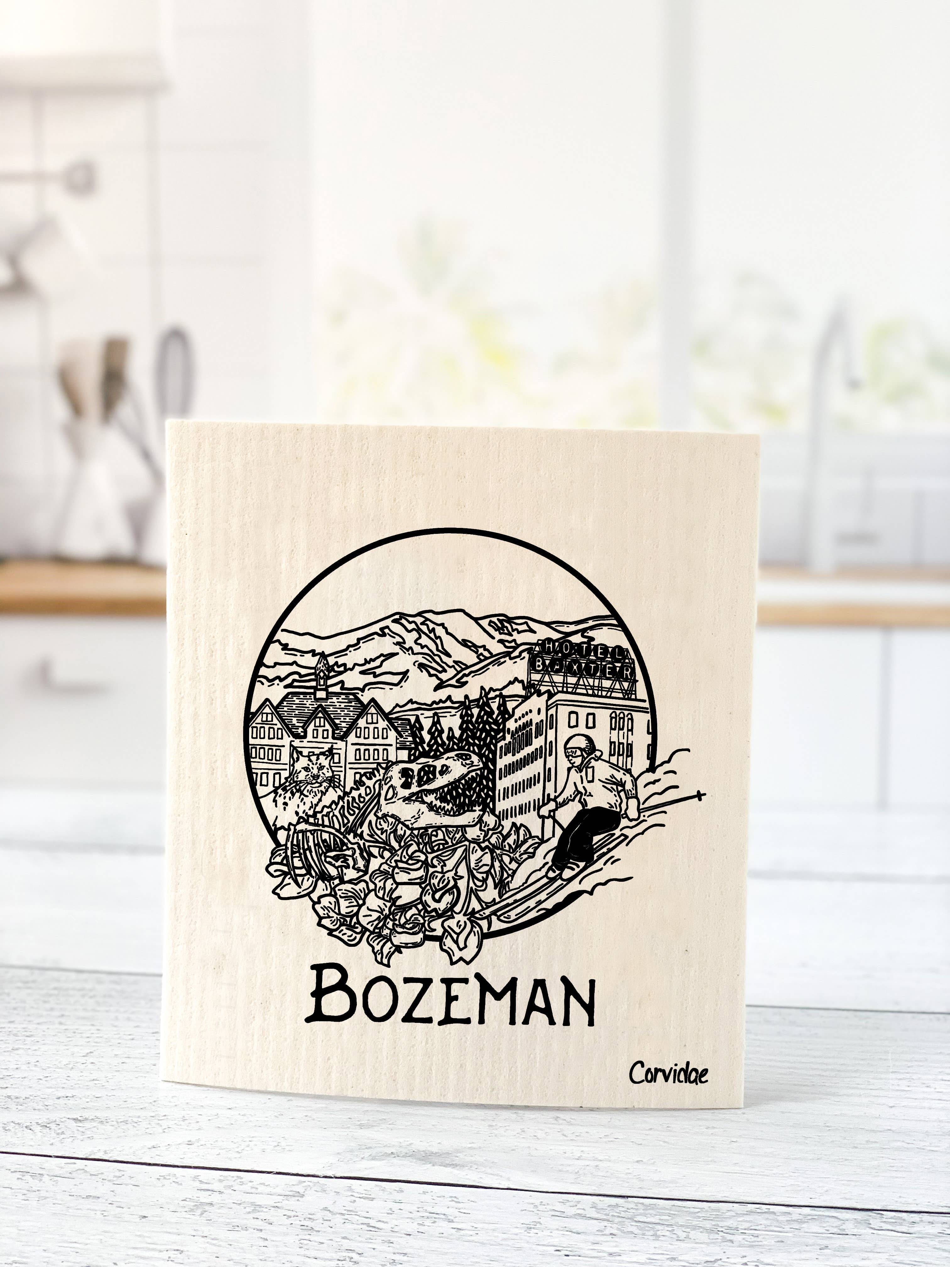 Corvidae drawings & designs - Wholesale Dishcloth - Bozeman Montana Swedish Dishcloth4