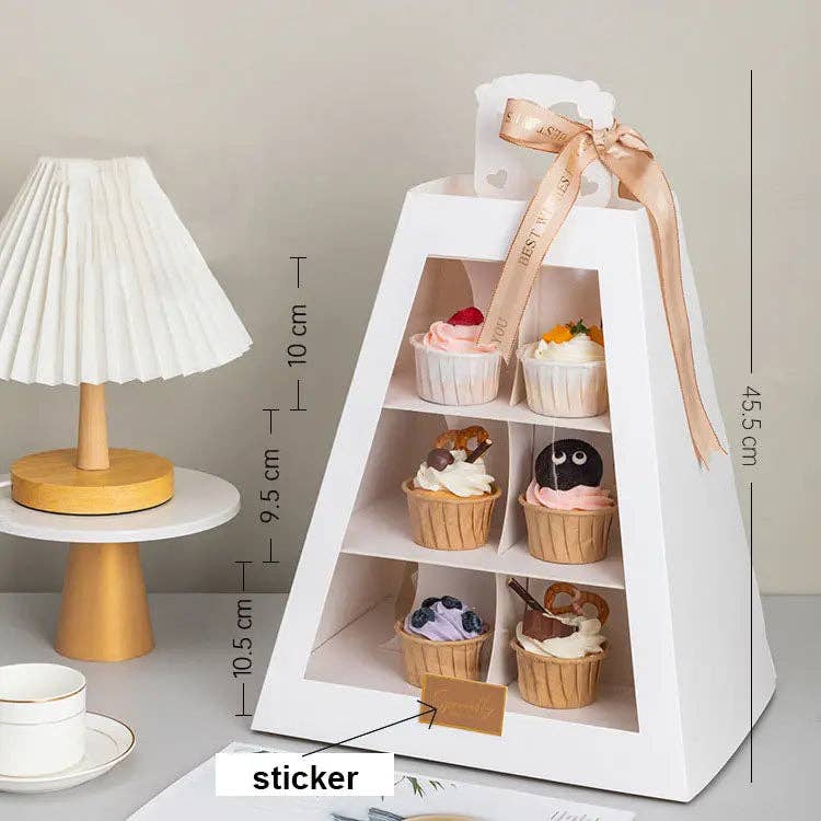 Elegant Design Supply – wholesale Chokladkartong – 3 nivåer Trapezoid Bageri/Cupcakes Dessertställ3