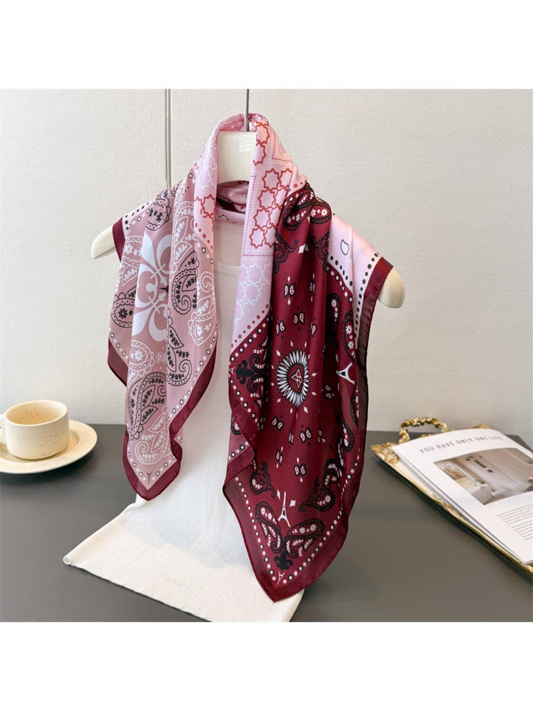 Funkyrel® Atzbranding Limited - Wholesale Scarf - Women's - Scarvii - Colorblock Printed Paisley Scarf4