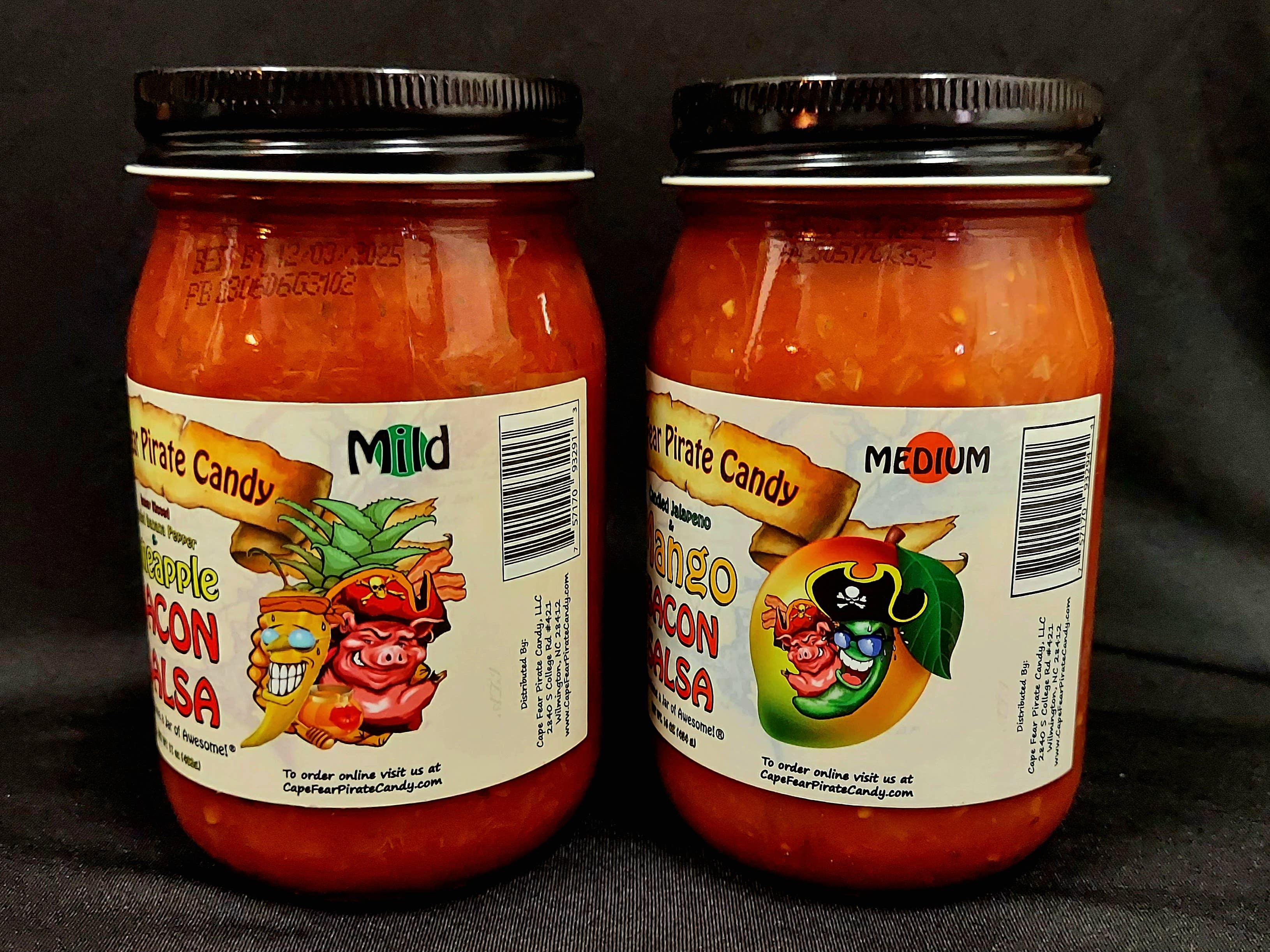 Cape Fear Pirate Candy, LLC - Wholesale Salsa - Pineapple & Mango Bacon Salsa Sampler2