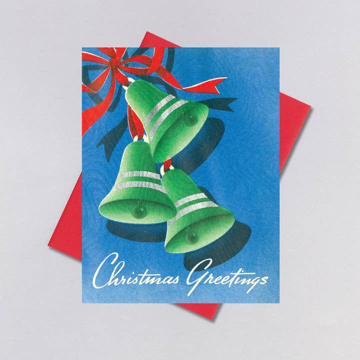 Green Bells - Christmas Greeting Card for wholesale by Laughing Elephant