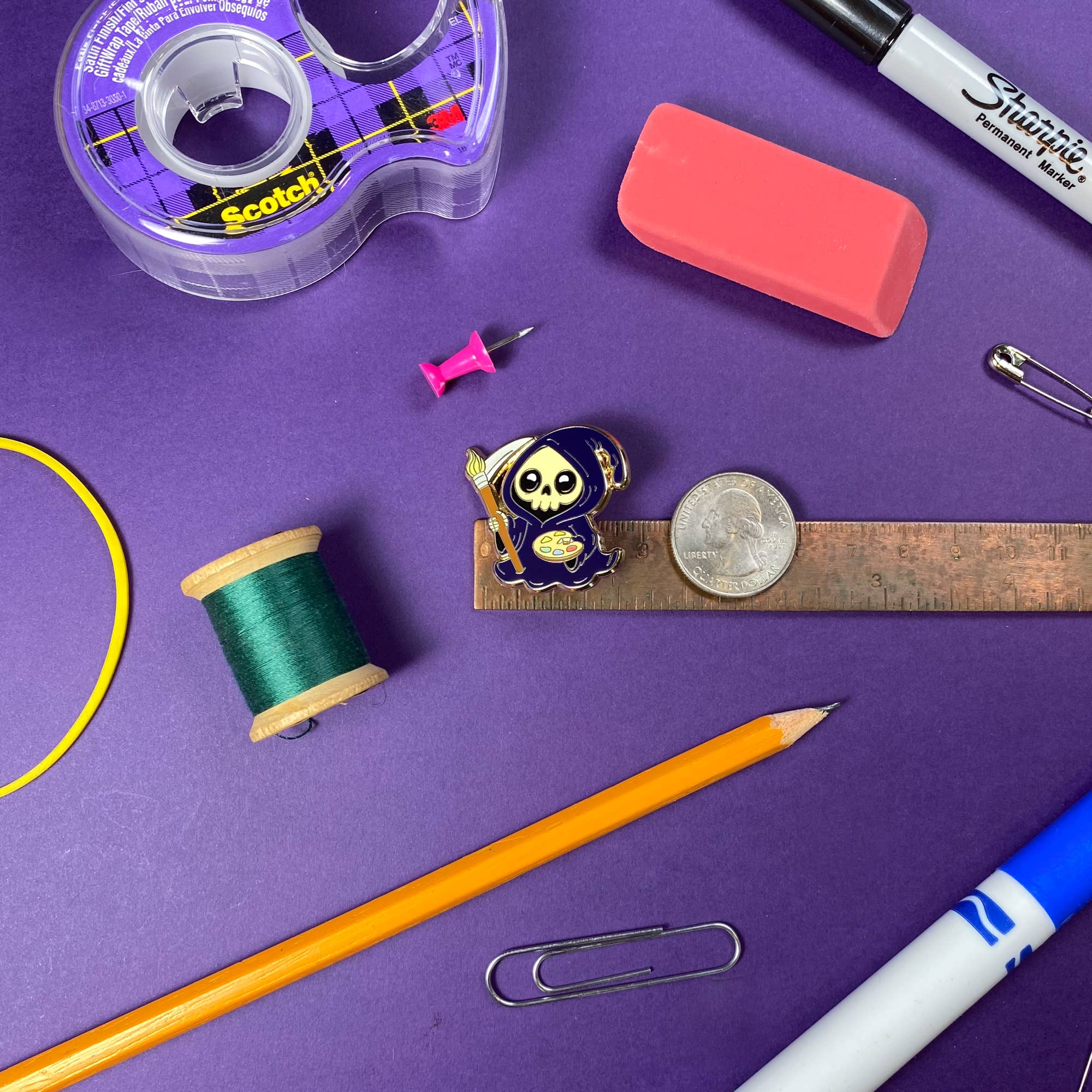 The Paint Sesh - Wholesale Lapel Pin/Button - Grim Reaper Artist Enamel Pin | Spooky Artist Gift Ideas9