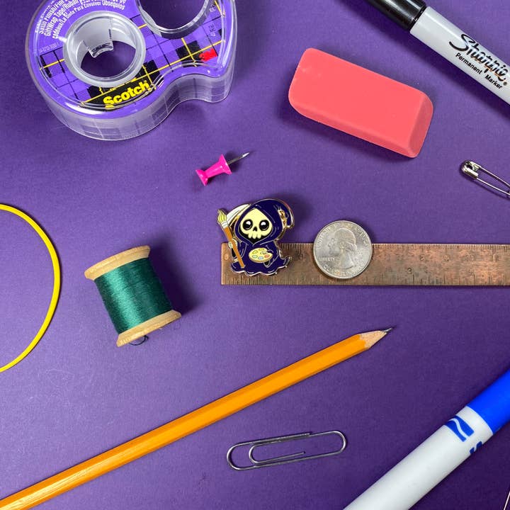 The Paint Sesh - Wholesale Lapel Pin/Button - Grim Reaper Artist Enamel Pin | Spooky Artist Gift Ideas9