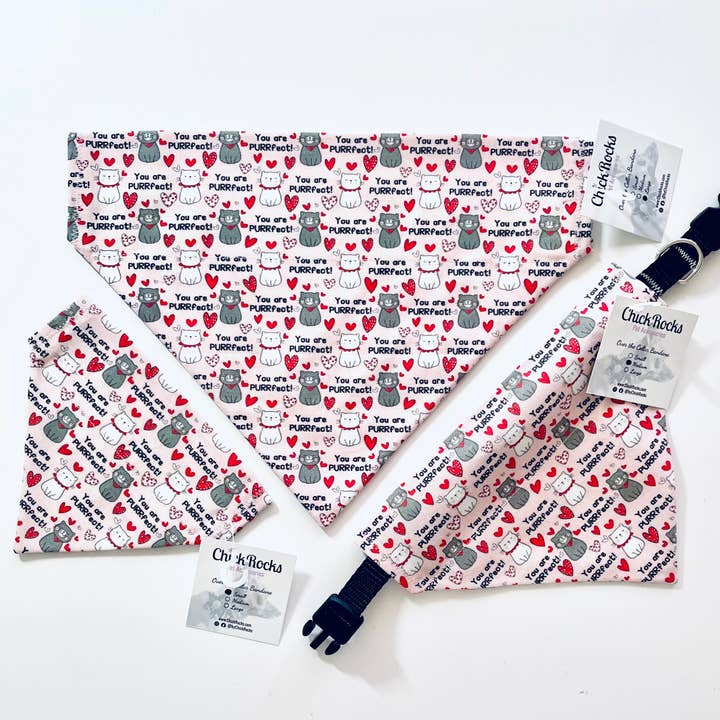 Hearts Over-the-Collar Pet Bandana - Cats You are PURRfect! for wholesale by ChickRocks