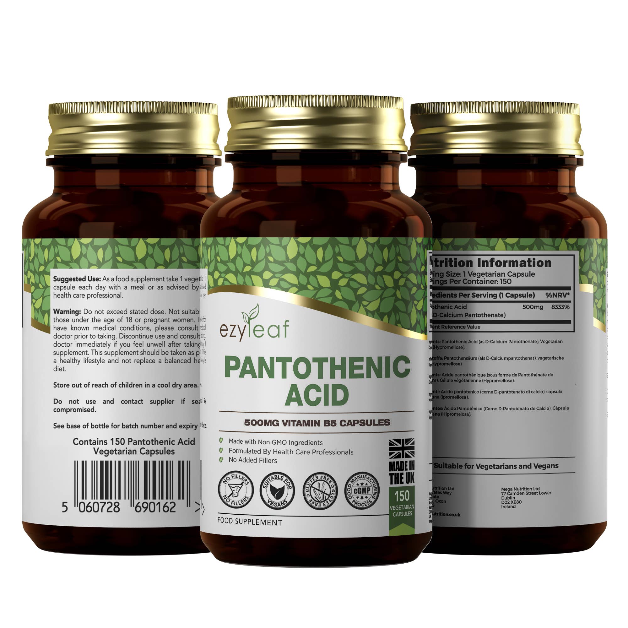 Focus Supplements – wholesale Oral supplement/vitamin – Pantothenic Acid 500mg 150 Capsules1