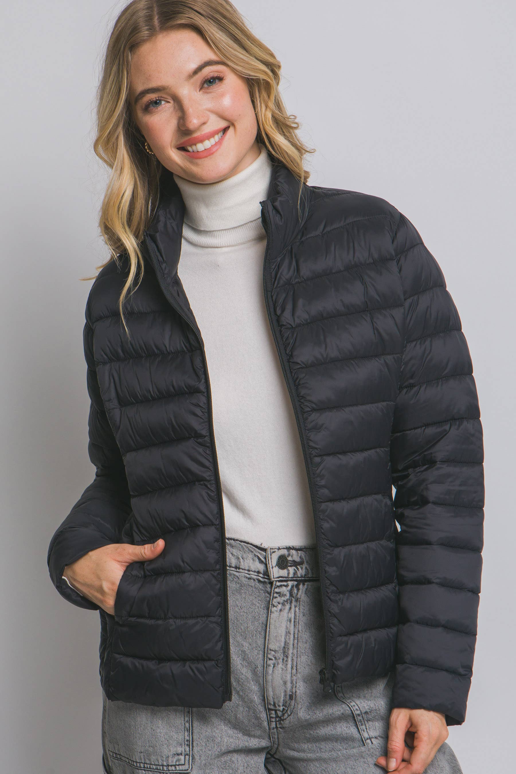 Peace Love Line - Wholesale Puffer Jacket - Women's - PL4300 - LT WEIGHT LONG SLEEVE PUFFER JACKET3