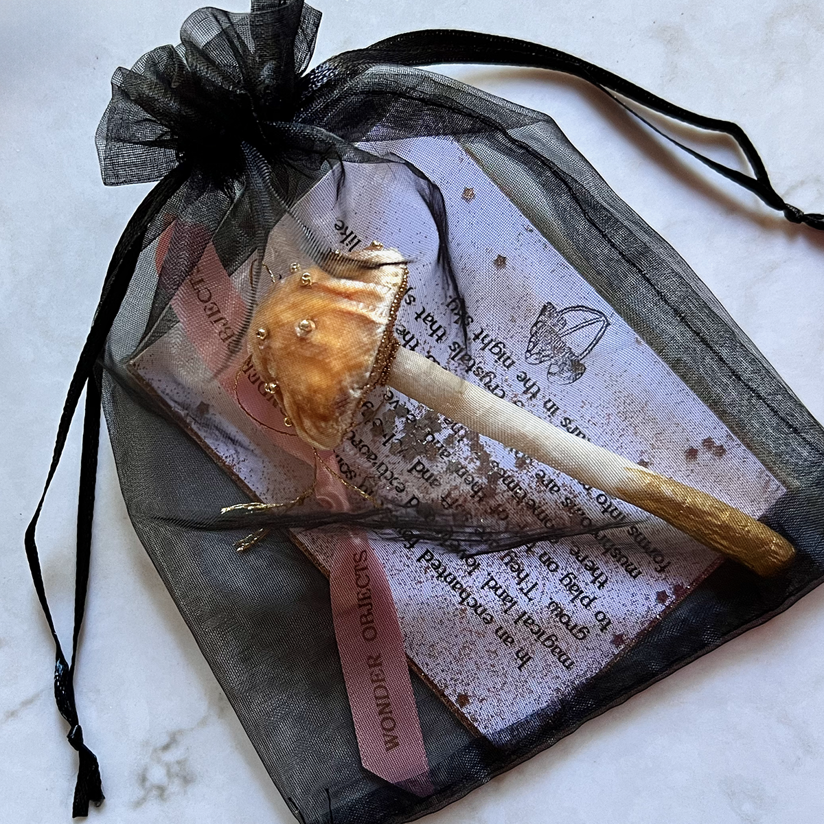 Wonder Objects – wholesale Ornament – Yellow Velvet Mushroom Ornaments with Crystals and Beads7