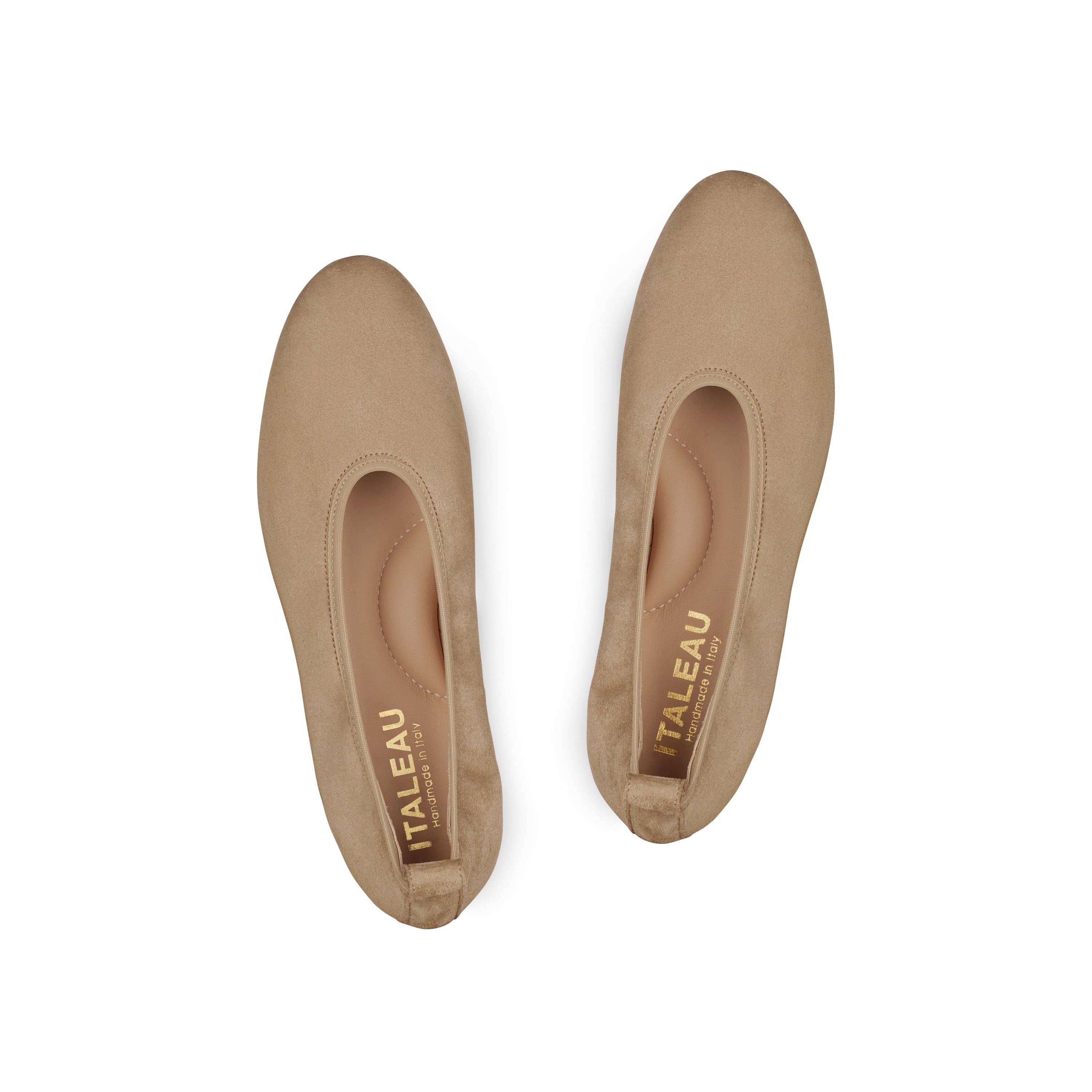 Valleria Suede Flexlite Flats Taupe for wholesale on Faire2