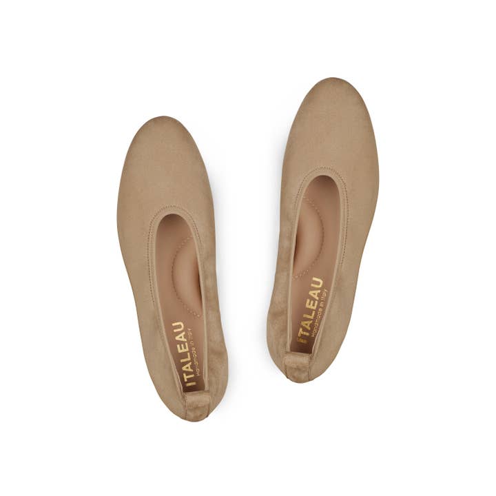 Valleria Suede Flexlite Flats Taupe for wholesale on Faire2
