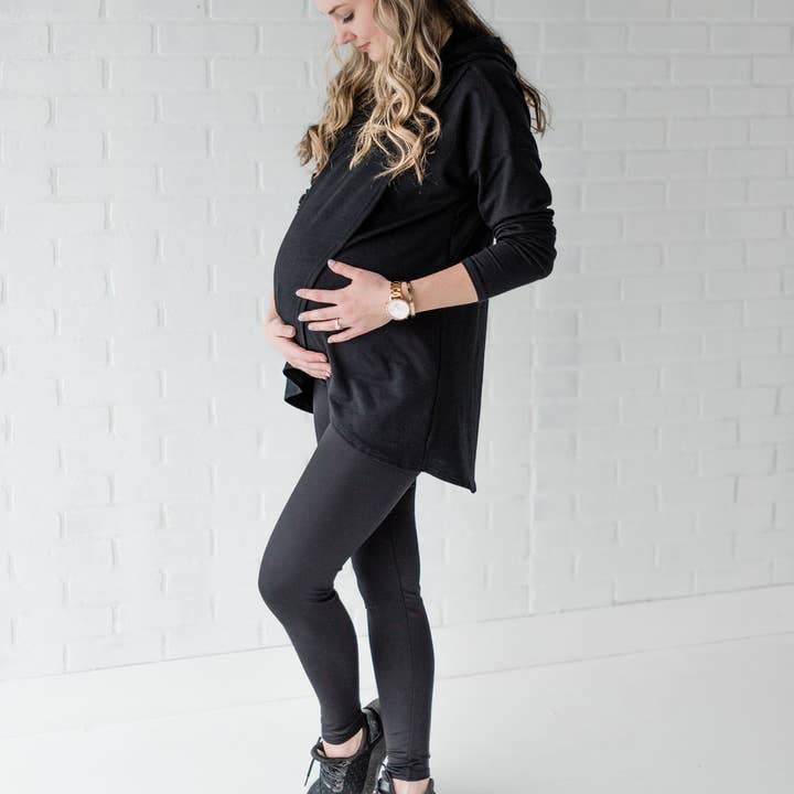 Lynx Fully Belly Maternity Leggings-Black for wholesale by New Genes Maternity