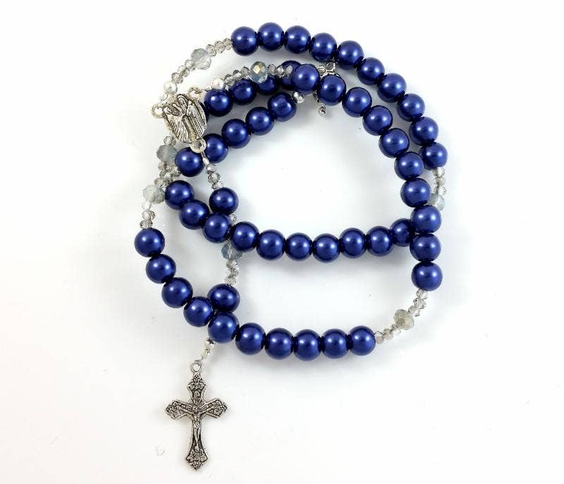 Costello International - Vente Collier de prière en perles - Chapelet en perles de culture en cristal Swarovski et perles en argent8