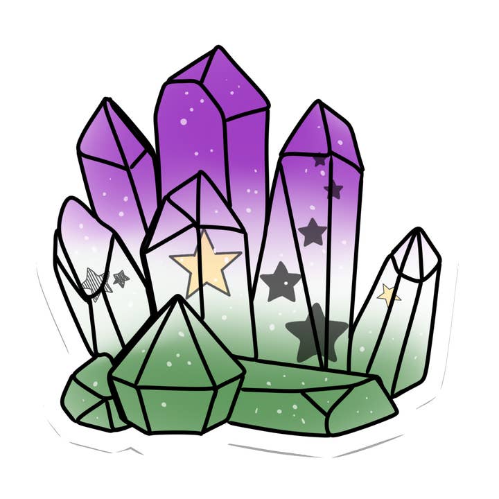 Crystal Genderqueer Pride | Waterproof Sticker | 2.5" for wholesale by Rebel and Siren Stickers