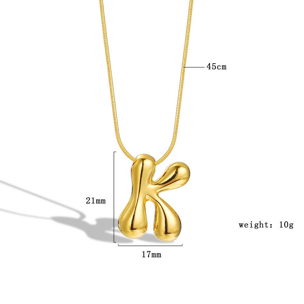 The Classy Cloth WS - Vente Colliers à pendentif - Collier avec initiale en forme de lettre à bulles - Gold RTS9