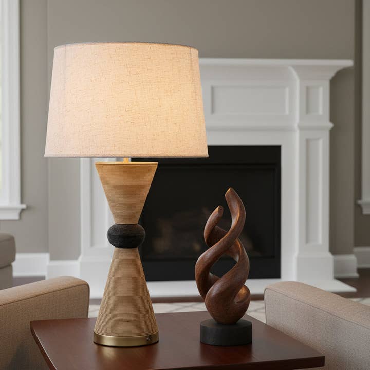 Alba 28 Rattan Table Lamp with USB 3-Way Touch Dimmer for wholesale by ELE Light & Decor