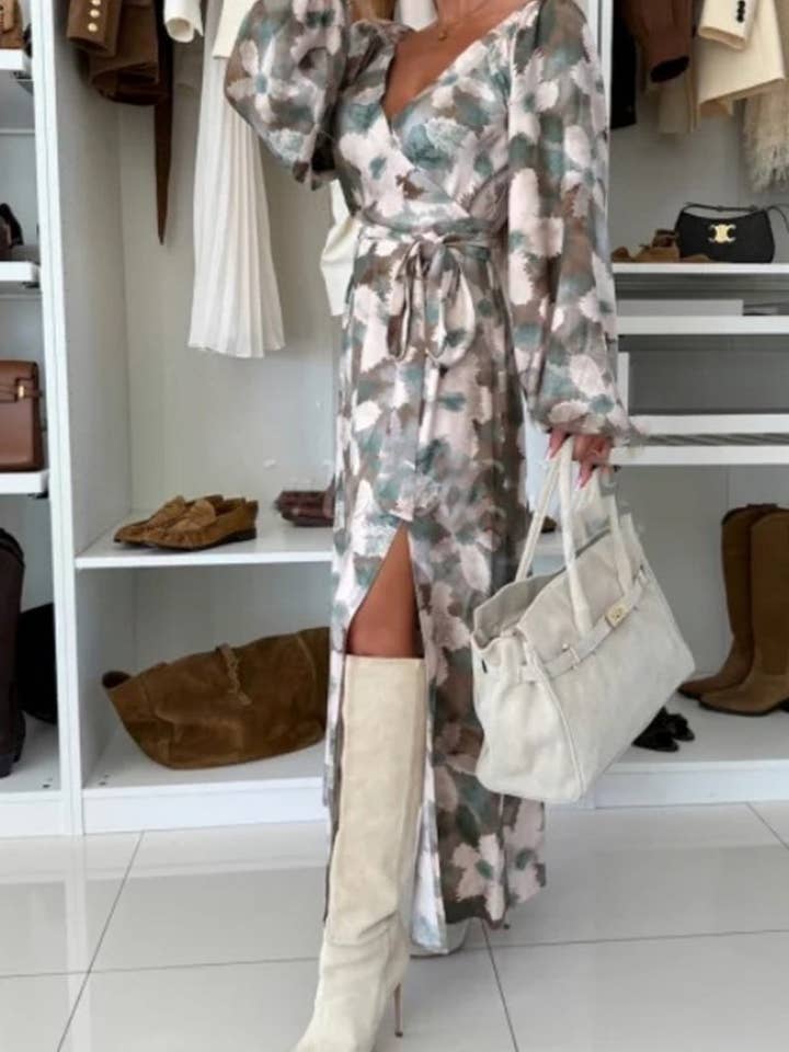 Mccolin - Wholesale Dress - Women's - Floral Wrap Casual Dress1