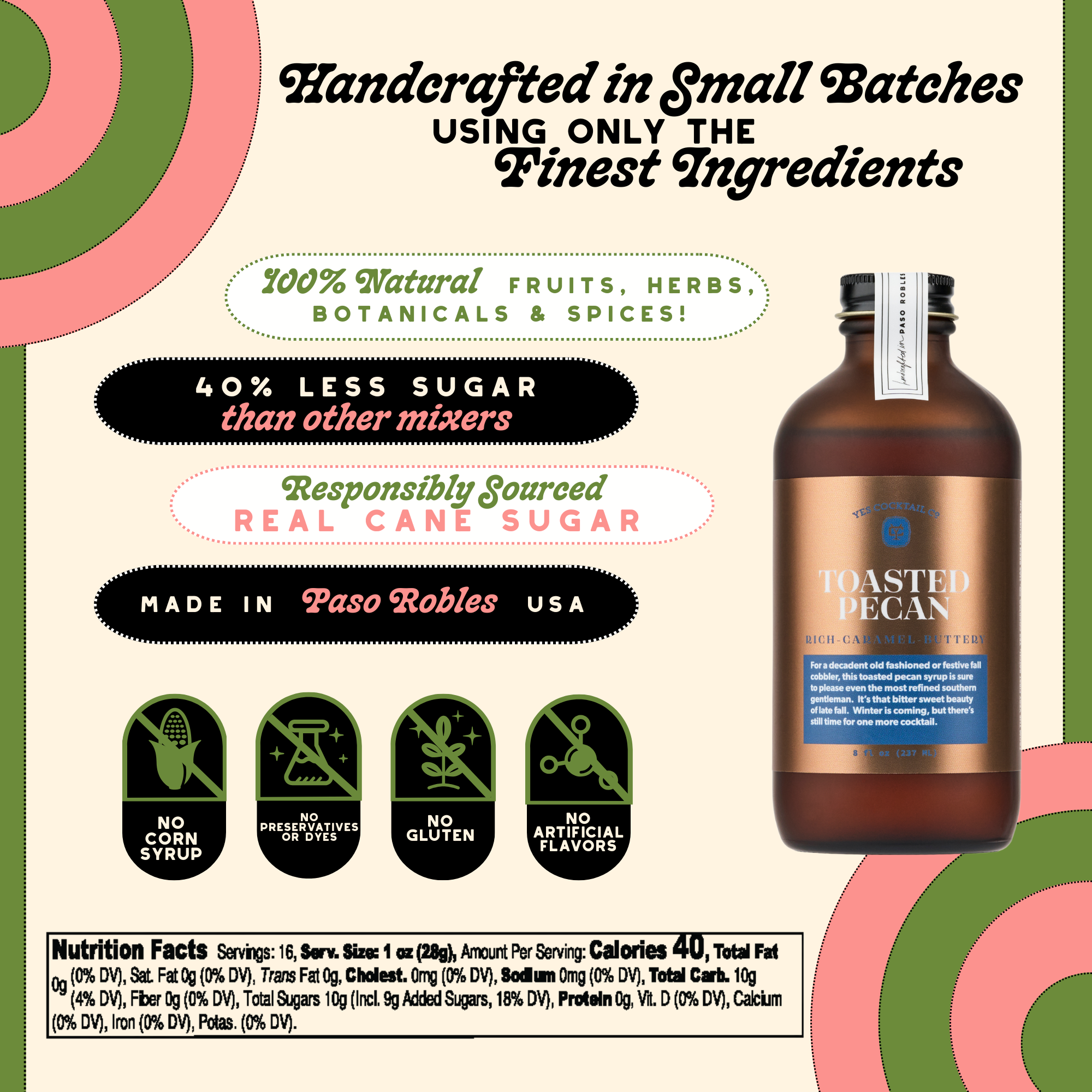 Yes Cocktail Co - Vente Mélange/sirop pour cocktails - Sirop de pacanes grillées3