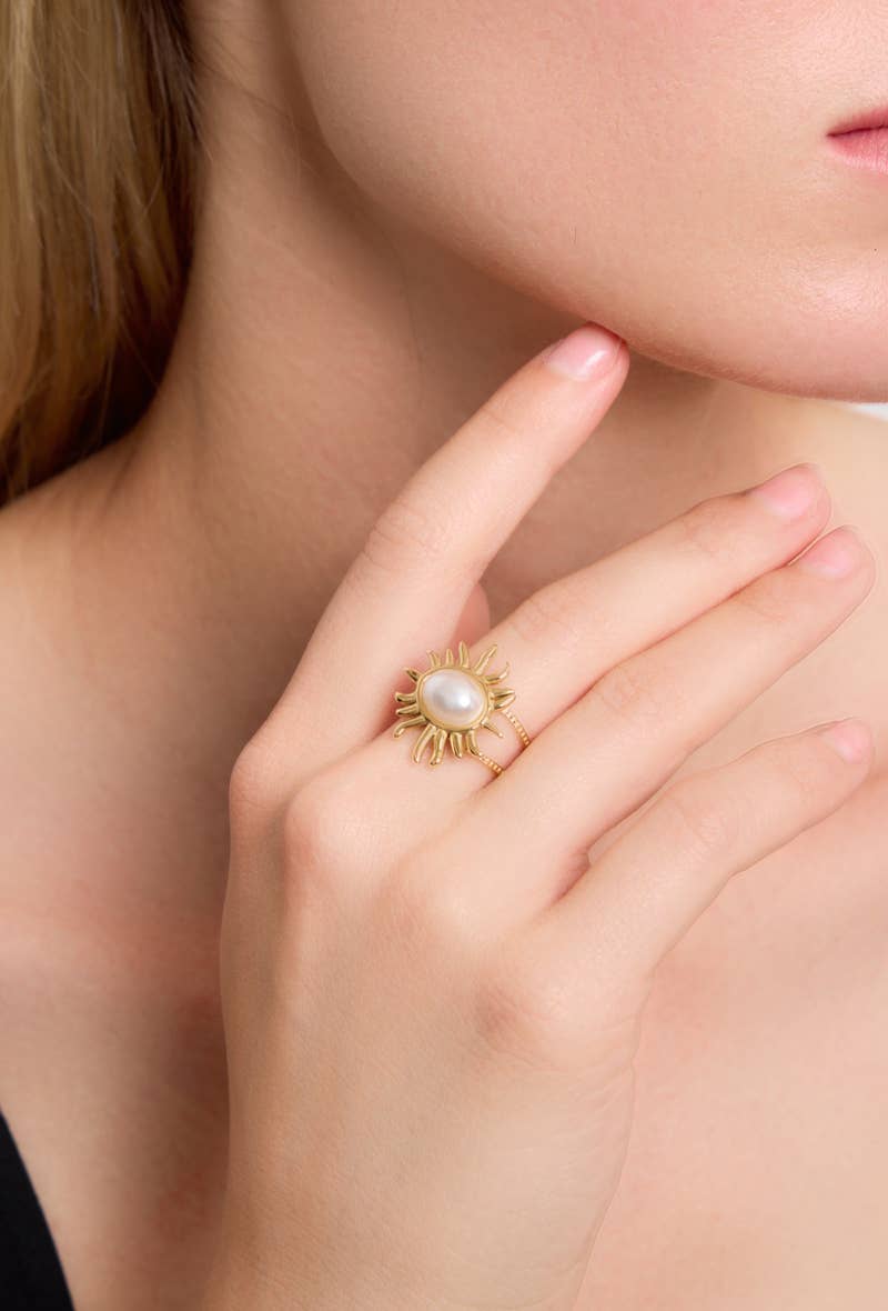 Gold 424RX58 stainless steel pearl ring for wholesale on Faire1