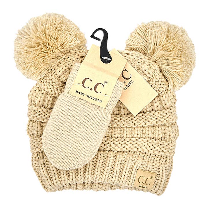 Truly Contagious - Wholesale Clothing Set - Baby - CC Baby Pom Pom Beanie and Mittens Set ( BABY-SET-4 )