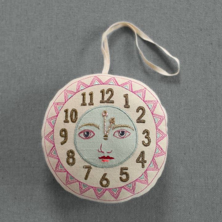 Clock Face - Cotton Filled Wall Hanging, Token, Embroidered for wholesale by Skippy Cotton