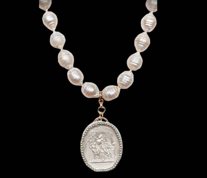 Gay Isber Designs - Wholesale Pendant/Charm Necklace - Cameo Plaster Pendants & Baroque Pearl Necklace7
