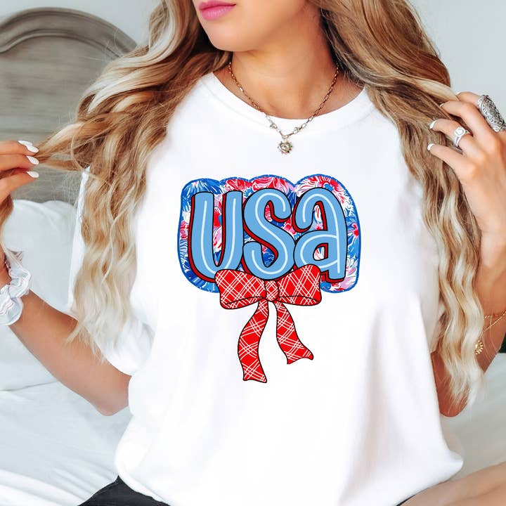 USA 4 juli Graphic Tee för wholesale av Happy Mail Wholesale