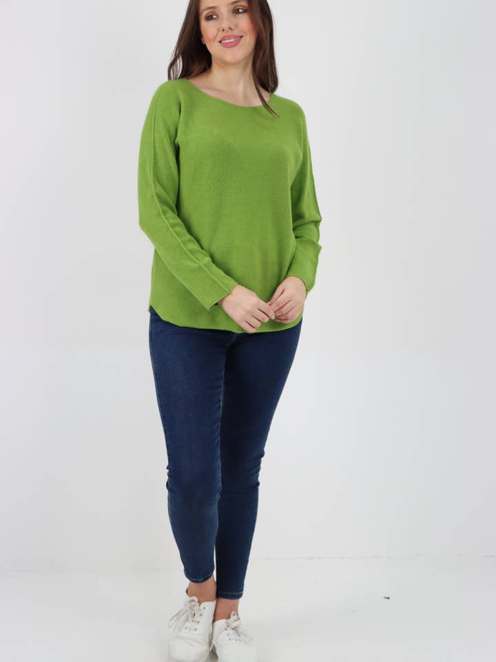 Italian Knitted Basic Plain Long Sleeve Jumper Top for wholesale by Miss Bold