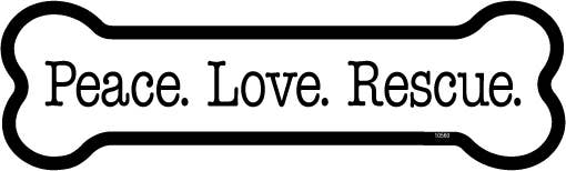 SJT Enterprises, Inc. - Wholesale Car Decorative Charm - Unisex - Peace. Love. Rescue. 2" x 7" Bone Shaped Car Magnets0
