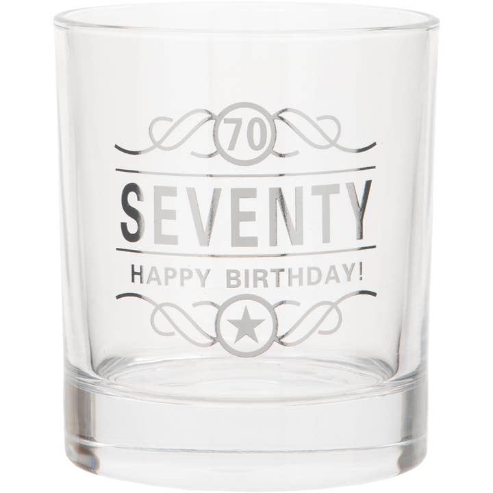 70th Birthday Spirit Glass, 350ml, Gift Boxed for wholesale by Viceni