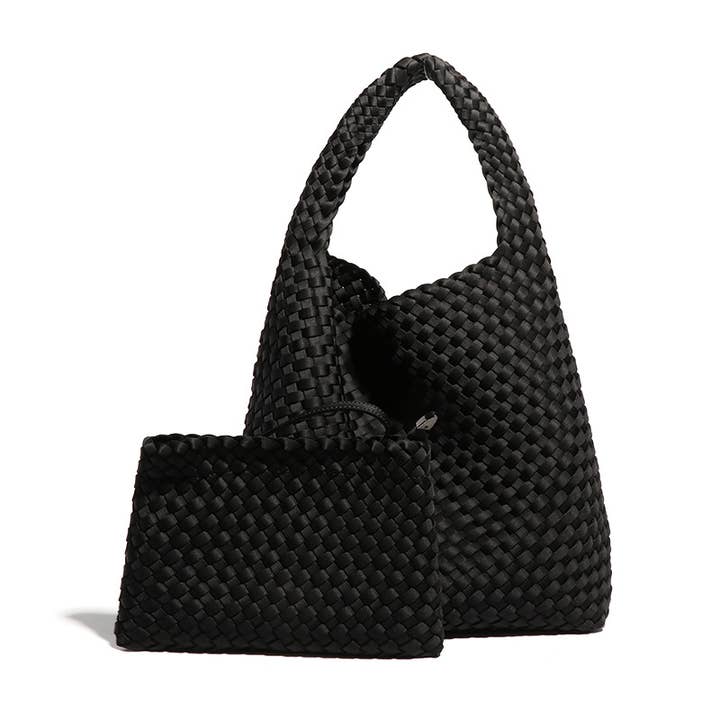 Sook Stainable - Wholesale Shoulder Bag - Women's - Neoprene Fabrics Vegan Leather Woven Shoulder Bag Size M