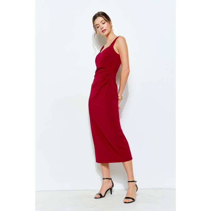 INA - Wholesale Dress - Women's - Knit Crepe Bodycon Midi with Princess Neckline10