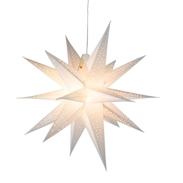 Artschatz LLC - Wholesale Paper Lantern/Lamp - Moravian Star 20" White w/ needle punch Paper Lantern Star 5