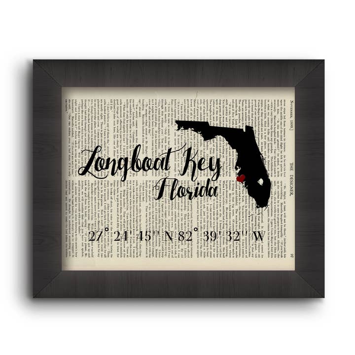 Longboat Key, Florida for wholesale by Cecelia Rose Book Page Art