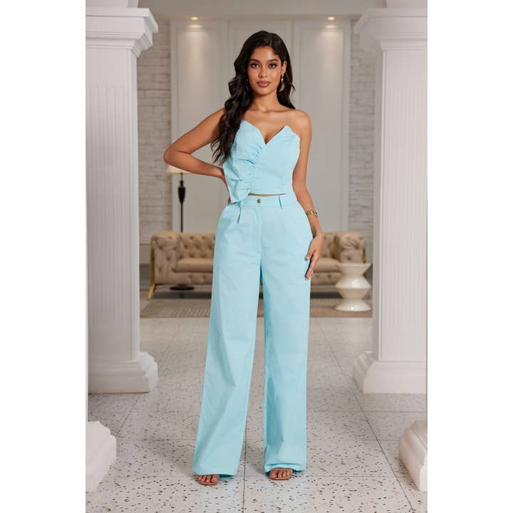 Conjunto de pantalones a juego de color sólido para venta al por mayor de Chicways