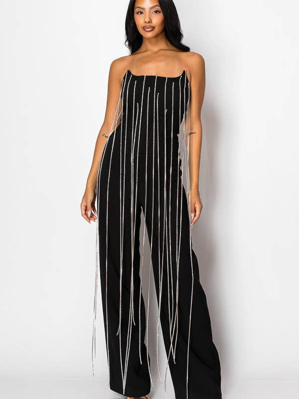 Diamante fringe corset jumpsuit for wholesale by aube