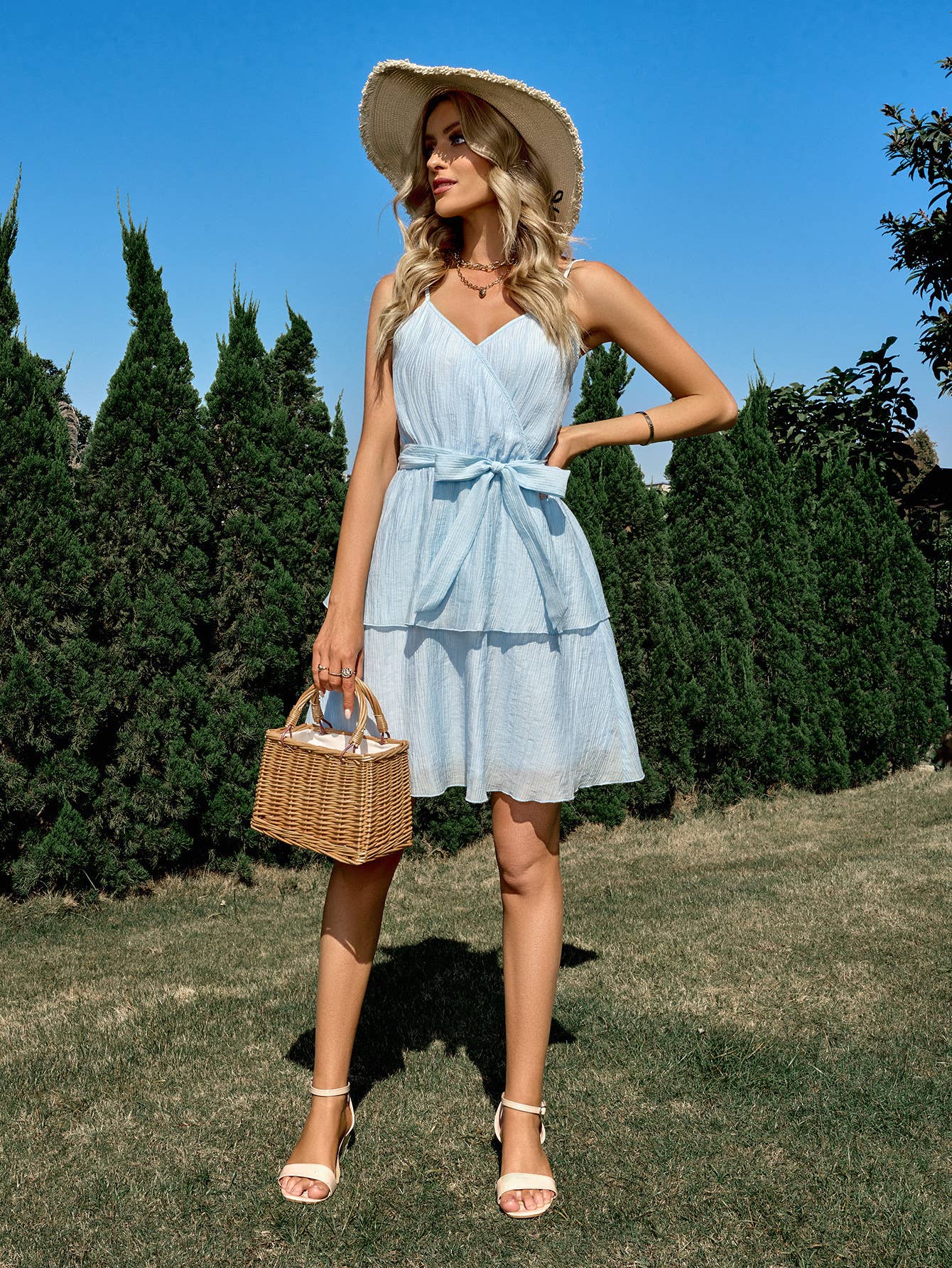 ePretty - Wholesale Dress - Women's - SZ2-DR53197 Faux Wrap Tiered Tank Dress8