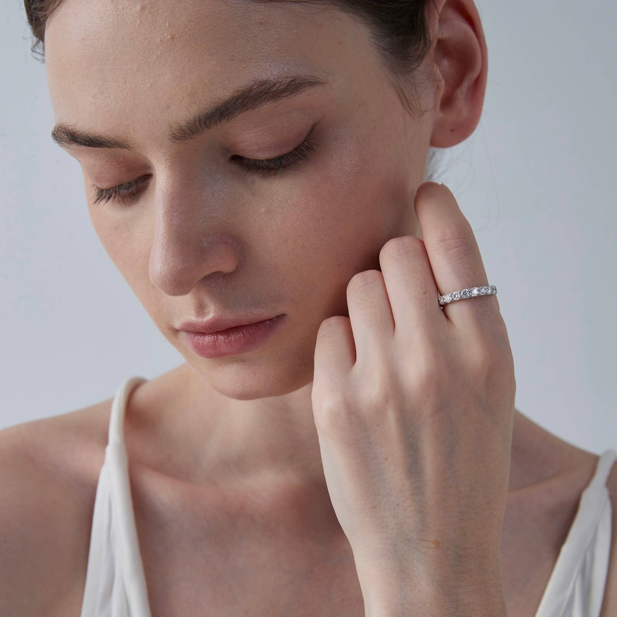 Perimade & Co. LLC - Wholesale Engagement Ring - Moissanite Eternity Engagement Ring in 925 Sterling Silver1