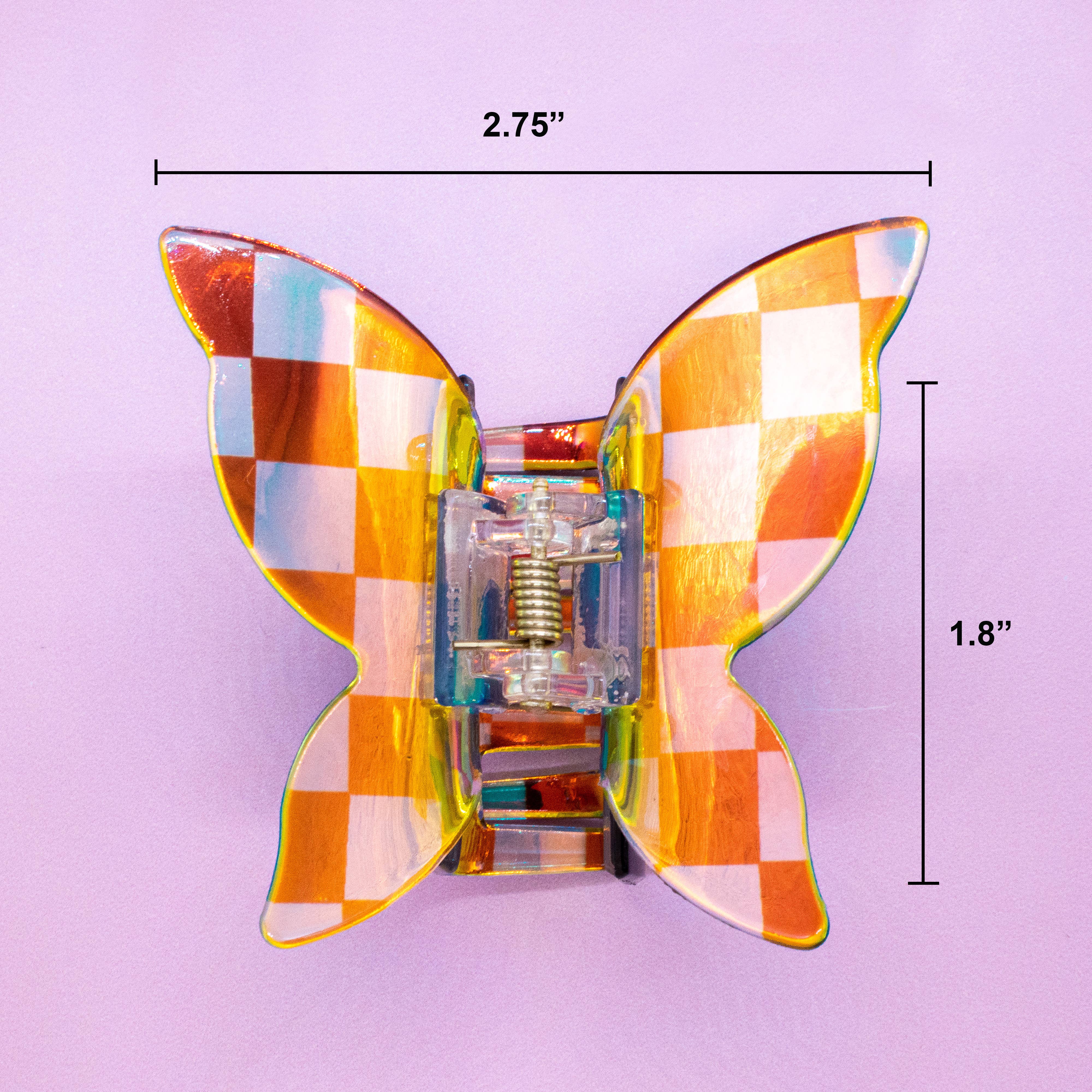 Frog Sac - Vente Pince à cheveux – femme - Pince à cheveux papillon à carreaux irisé moyen10