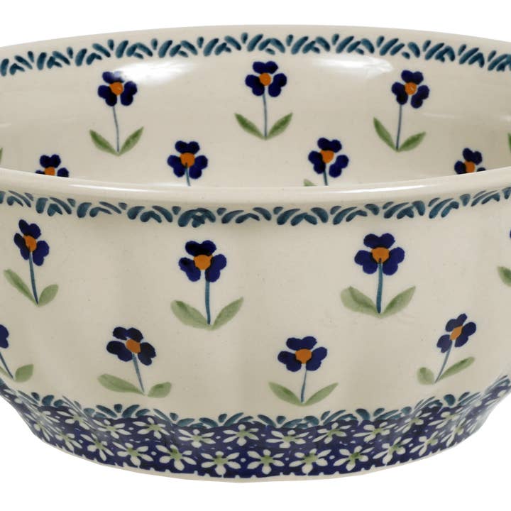 Polish Pottery Outlet - Wholesale Serve Bowl - Bowl, Round, 9" Bowl in "Forget Me Not" by Manufaktura | M086T-ASS