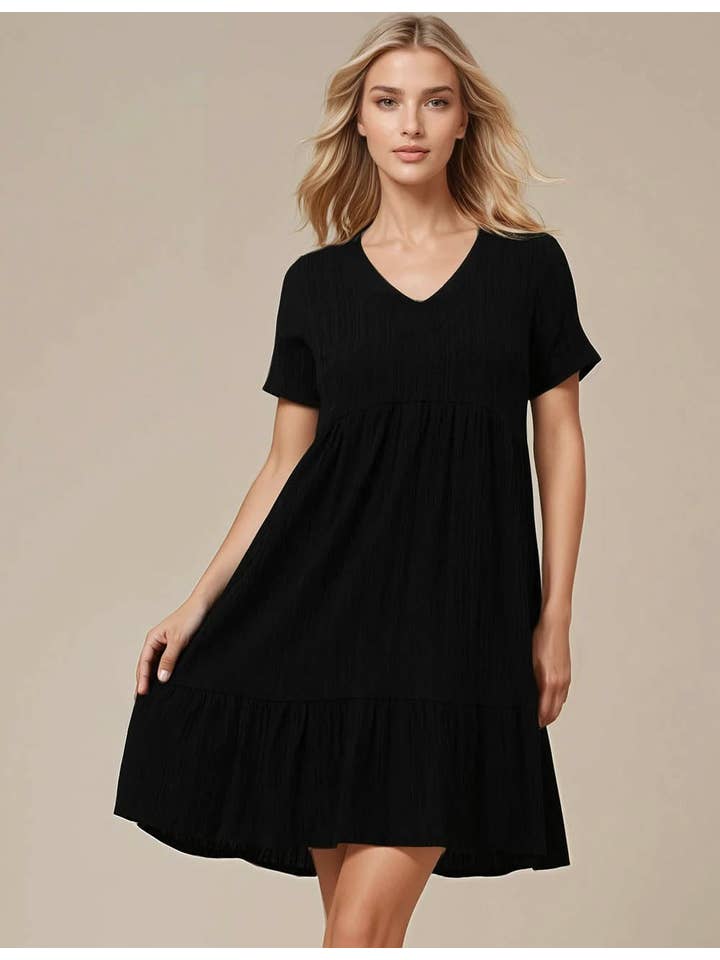 Sweetkama - Wholesale Dress - Women's - V-Neck Short Sleeves Daily Short Dress5