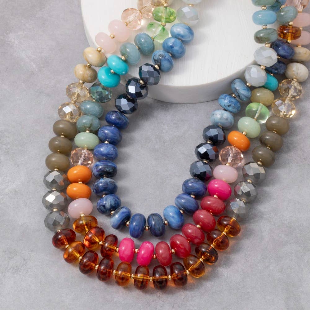 The Looks by Fame Accessories - Wholesale Pendant/charm necklace - Mixed Faceted And Marble Resin Disc Beads Necklace0