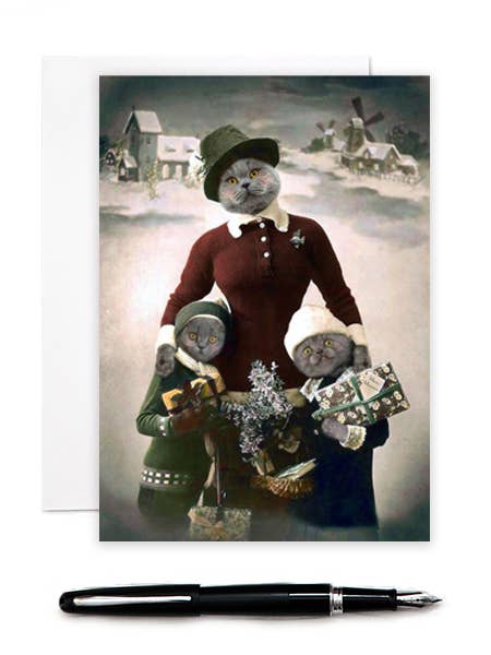 Christmas 1905 - Cats Greeting Card for wholesale by The Lonely Pixel