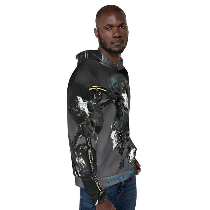 RAZRWING- GREY CHROMED S.KULL T.IPPED S.PADED B.LOOD Hoodie for wholesale by RAZRWING