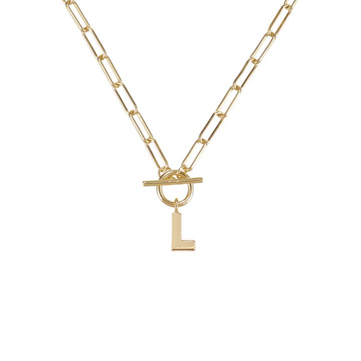 Natalie Wood Designs - Wholesale Pendant/Charm Necklace - Toggle Initial Necklace Pre-Pack, Gold15
