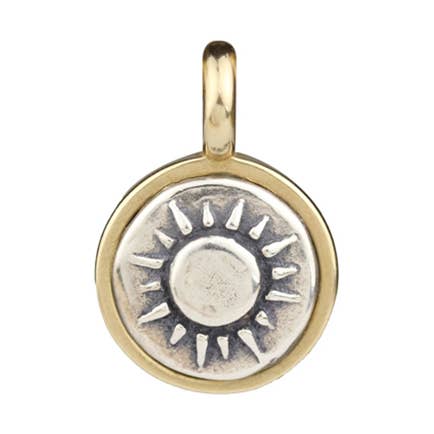 Handmade Sun Charm in Recycled Sterling Silver and Bronze for wholesale by Marmalade Jewellery